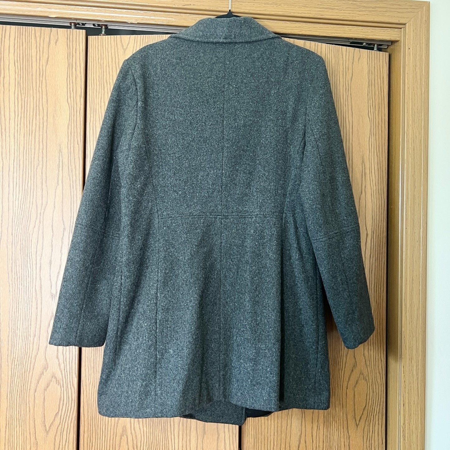 Esprit Womens Double Breasted Wool Pea Coat Size L Gray Classic Preppy