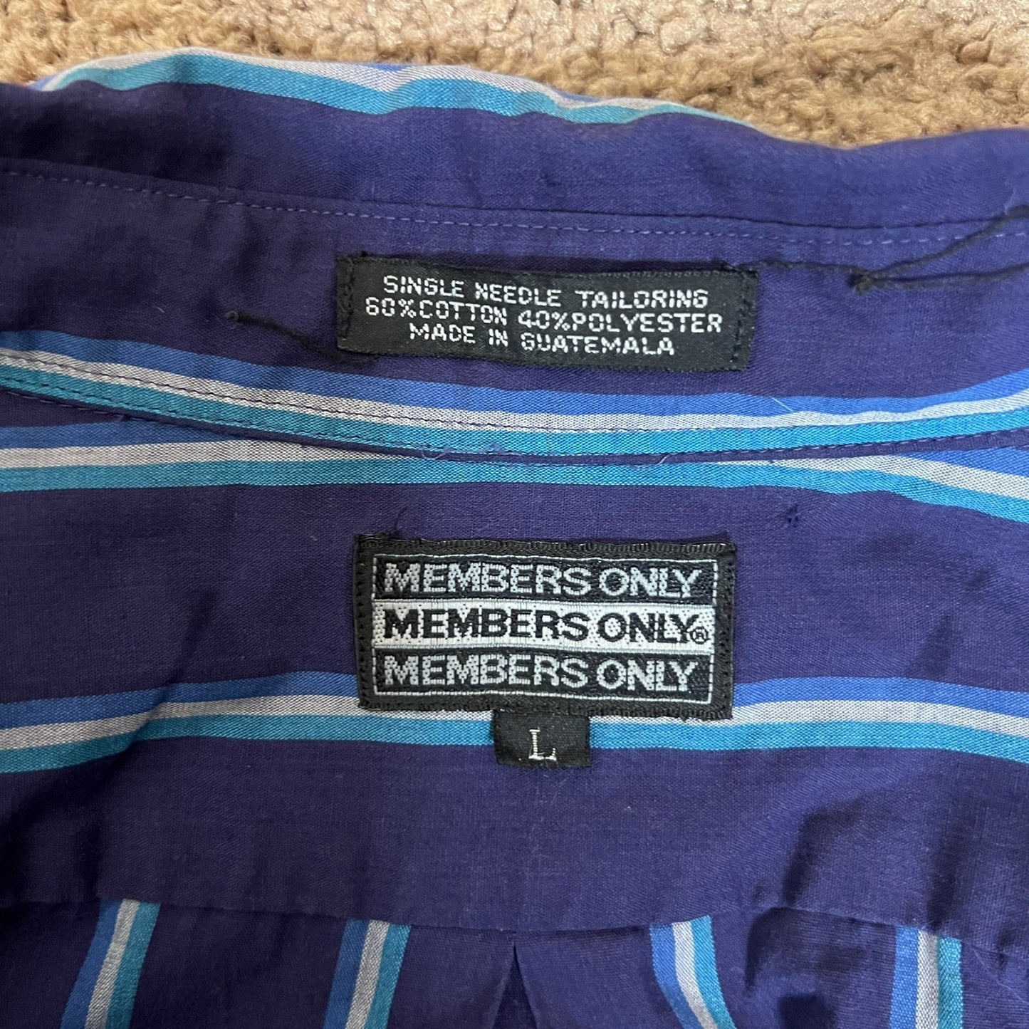 Vtg 90s Members Only Button-down Blue Striped Classic Preppy Nautical Maximalist