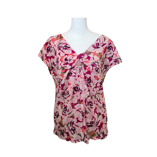 Vintage Y2K Liz Claiborne Floral Ruched Top L Romantic Feminine Statement
