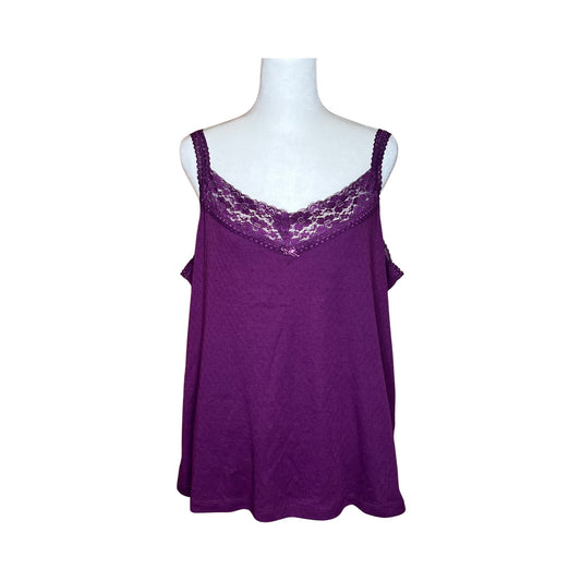 Womens Purple Cami Tank Top 18/20 Lace Trim Y2K Romantic Feminine Whimsigoth
