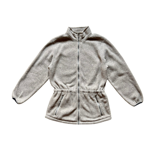 Vintage Y2K Eddie Bauer Womens Fleece Jacket Size S Polartec Oatmeal Beige Full Zip Waist Drawstring Outdoor Granola Girl