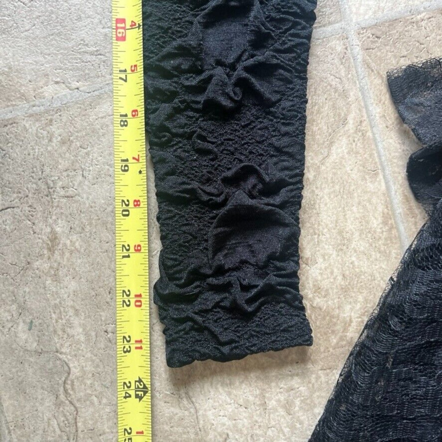 Vtg 80s Frederick's of Hollywood Dress Black Lace Ribbon Drop Waist Witchy Goth