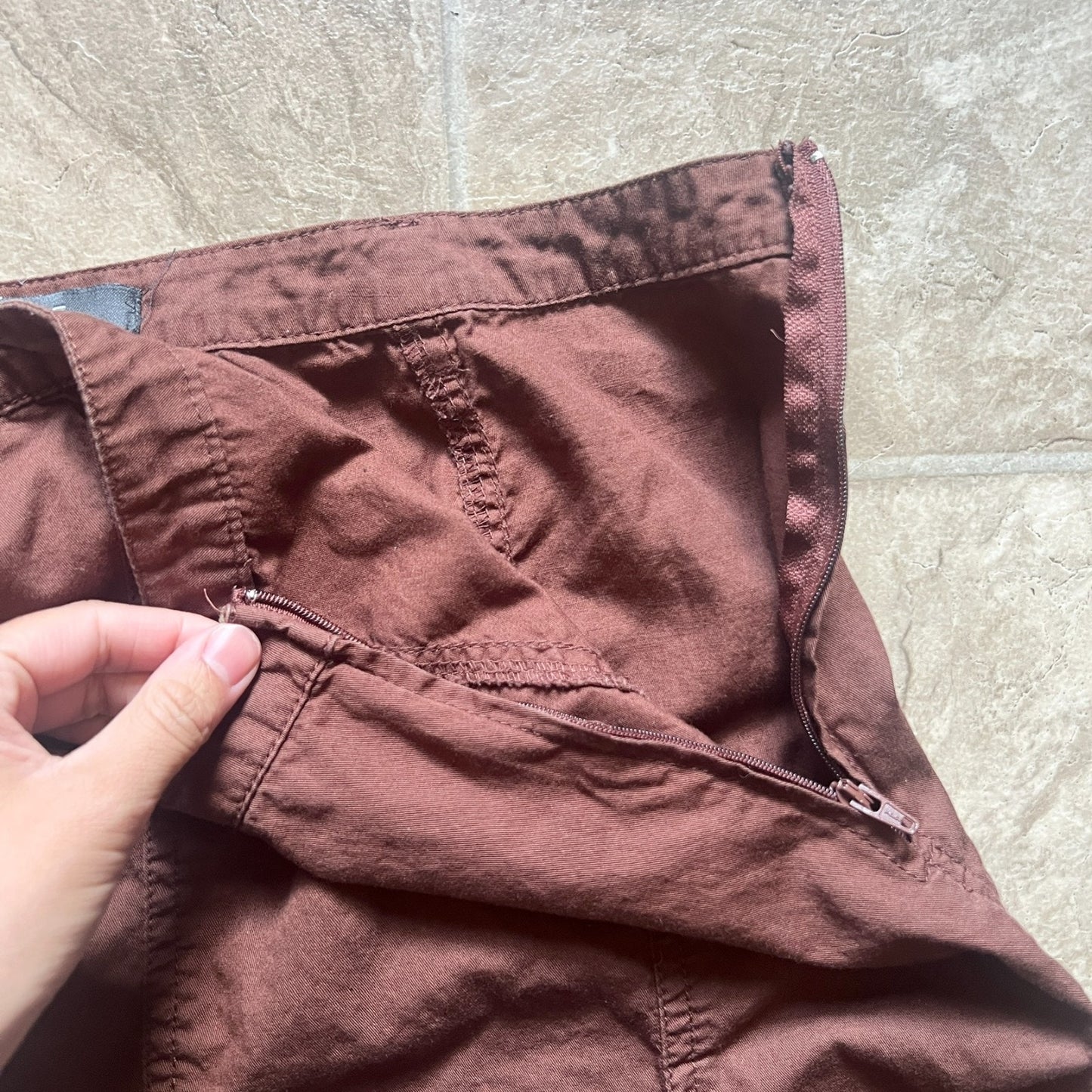 French Cuff Womens Midi Skirt Size 12 Chocolate Brown Pleated
