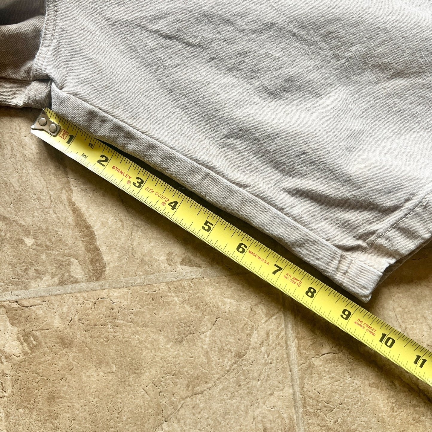 Vtg 90s Wrangler Mens Carpenter Cargo Denim Shorts Beige