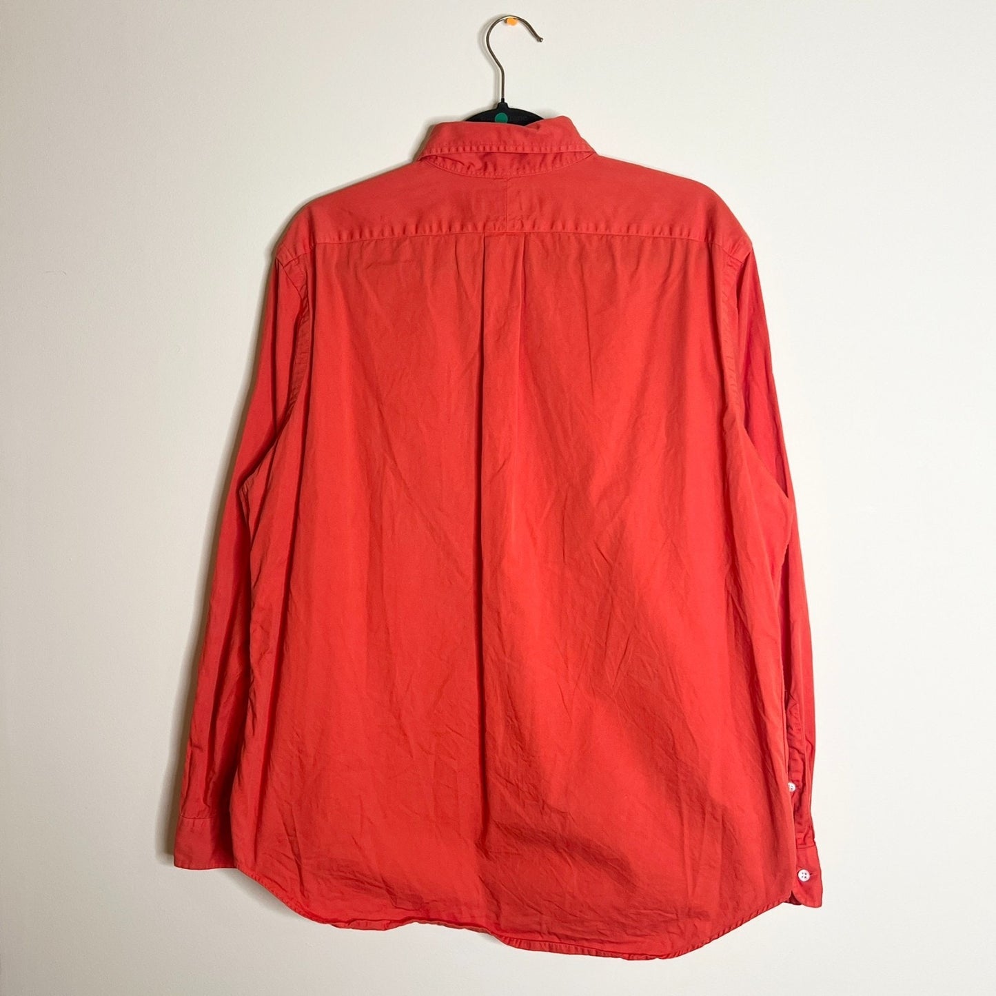 Vtg 90s Ralph Lauren Button-down L Red Orange Blue Pony Classic Preppy Statement