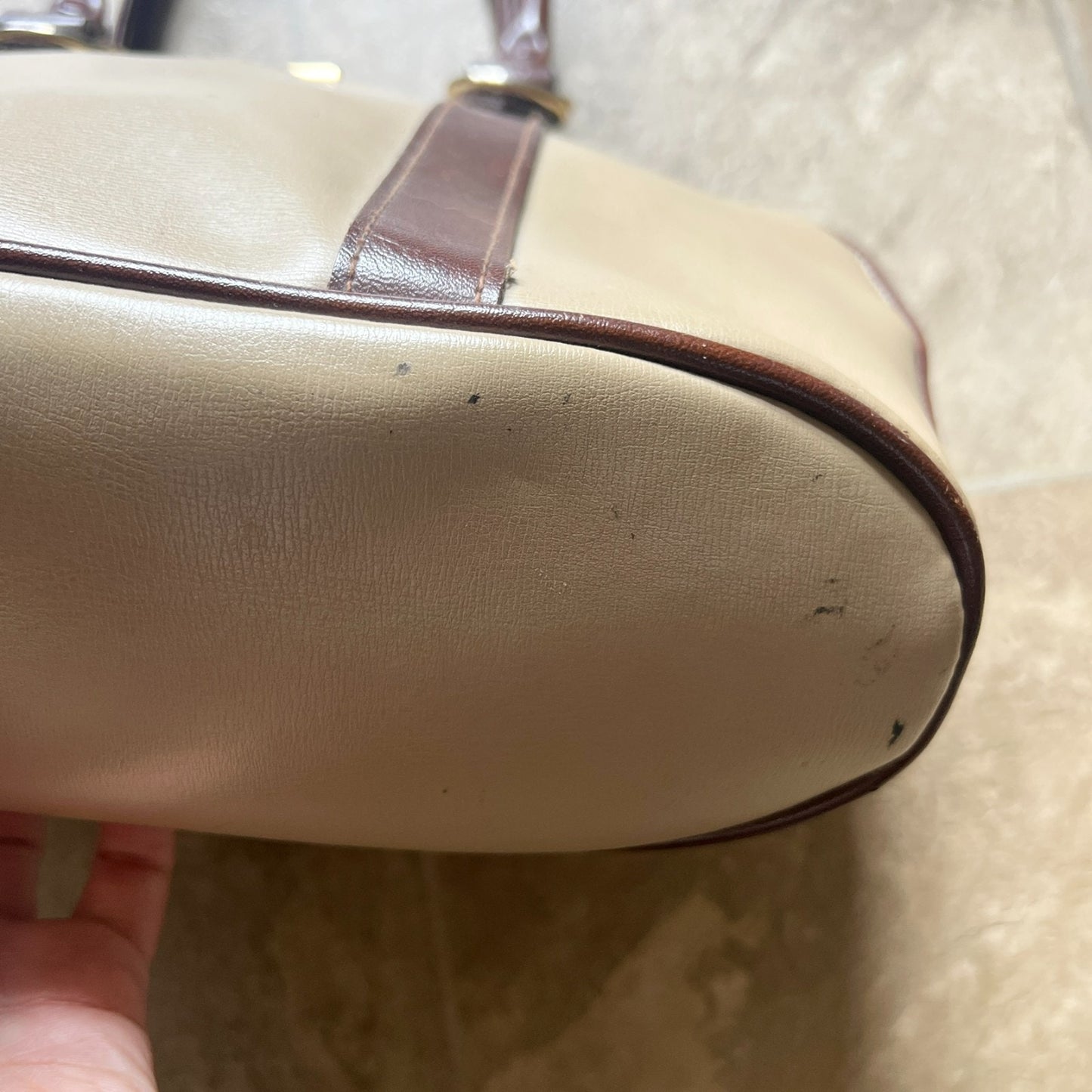 Vintage Liz Claiborne Womens Leather Handbag Tan Brown Full Zip Classic Timeless