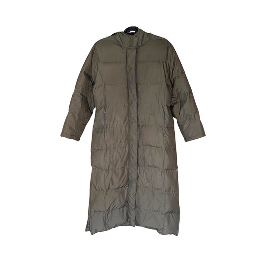 Bernado Womens Down Puffer Long Jacket Coat Size M Khaki Green Gorpcore Outdoor