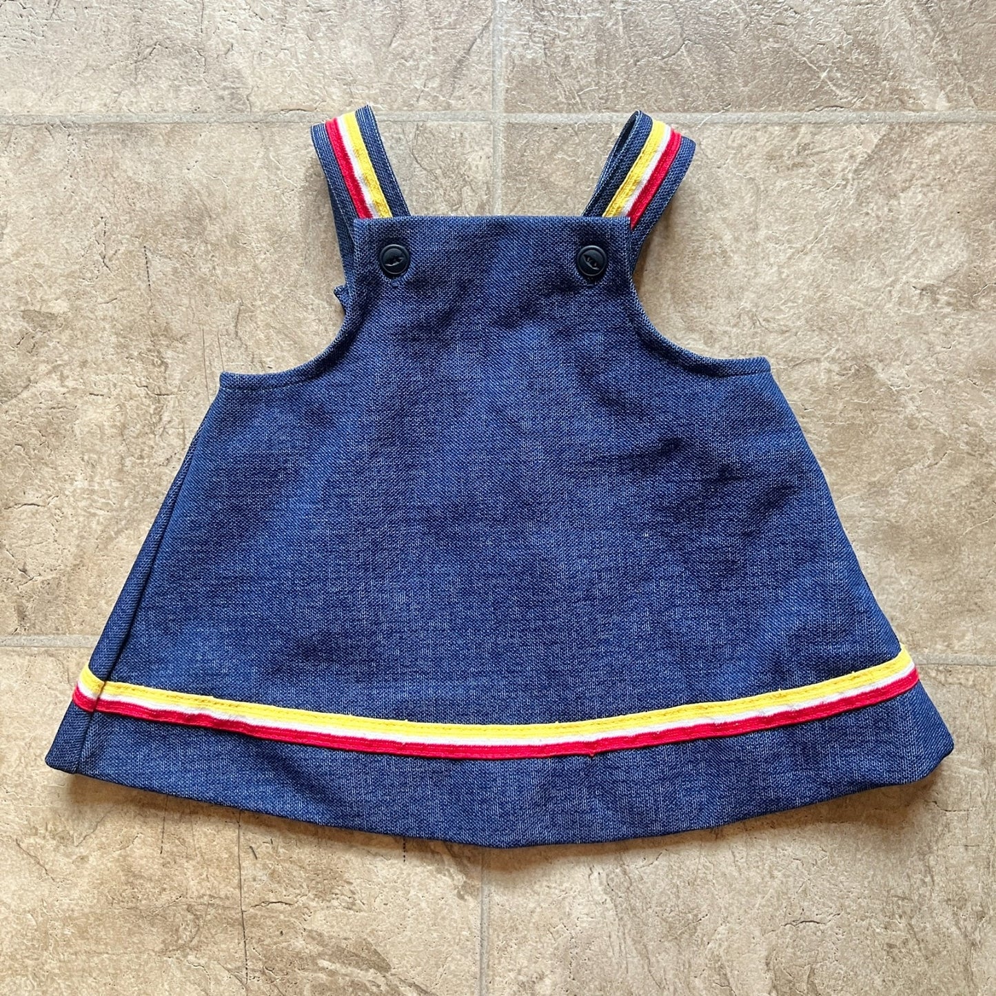 Vtg 80s Carter's Denim Pinafore Dress 12 Months Elephant Whimsical Kidcore Retro