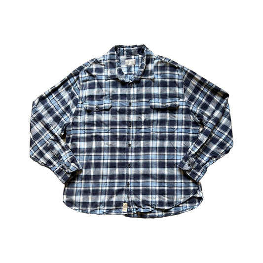 Jachs Mens Plaid Flannel Shacket Size 2XL Blue Heavy-weight