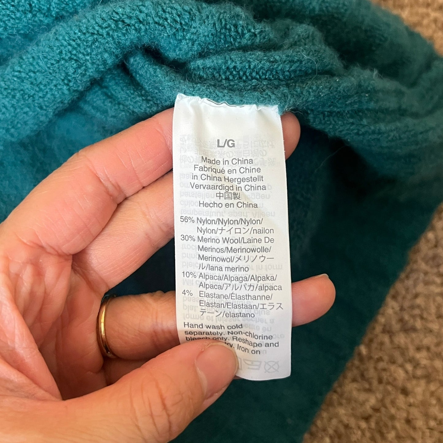 J. Crew Turtleneck Sweater Size L Teal Green Merino Alpaca Blend Christmas Holiday Preppy