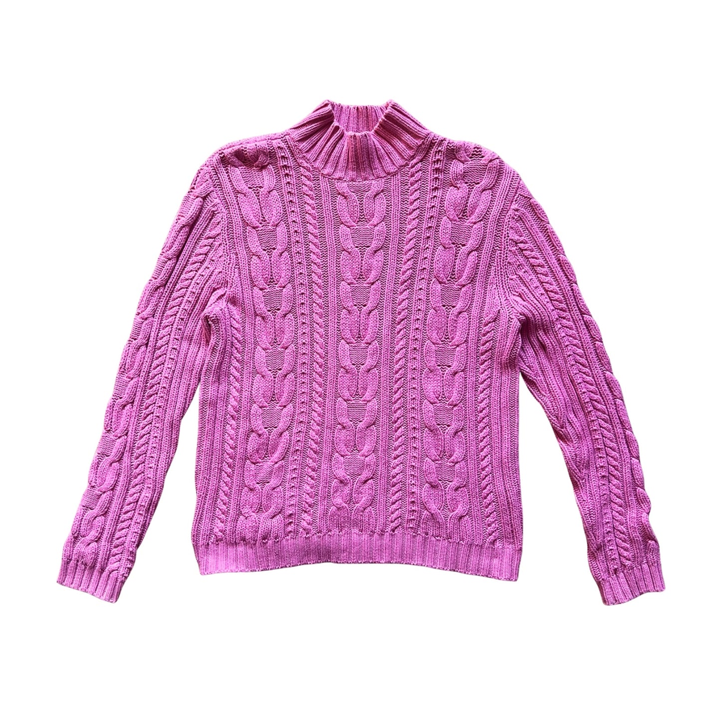 Chaps Womens Chunky Cable Knit Sweater Size XL Bubble Gum Pink Feminine Preppy Barbie