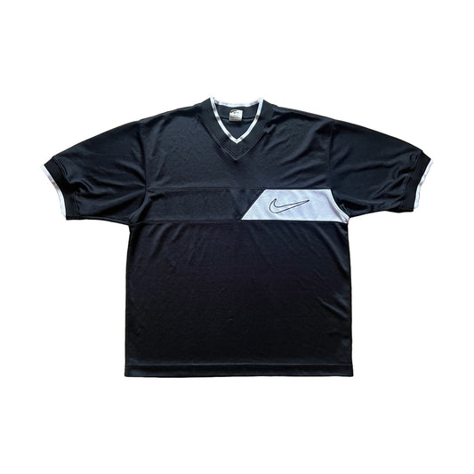 Vintage 90s Nike Mens Jersey Shirt Size L Black White Swoosh Logo