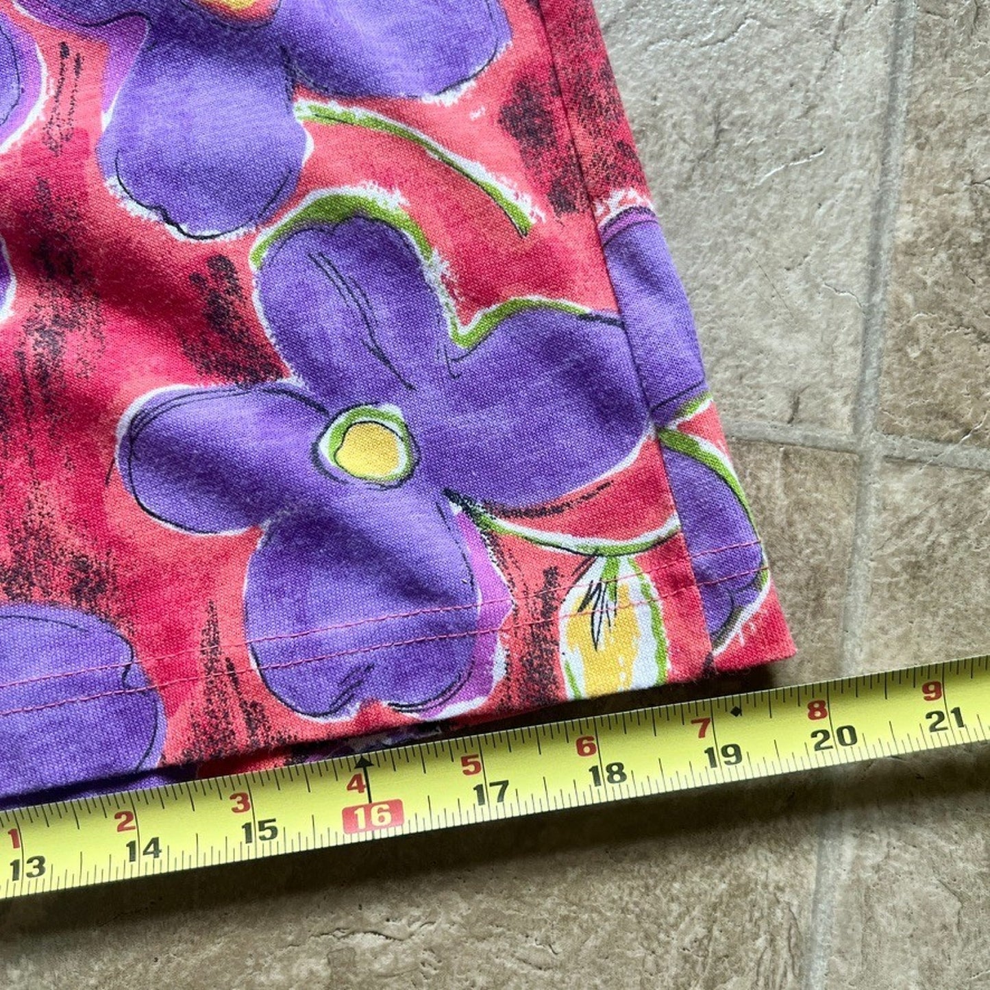 Vtg 80s YS Sport Floral Shorts 2X Multi-color Elastic Whimsical Vibrant Artsy