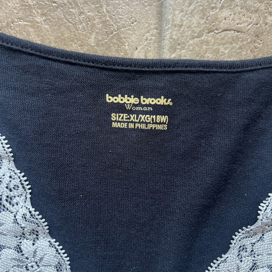 Bobbie Brooks Womens Babydoll Top Size XL 18W Black White Lace