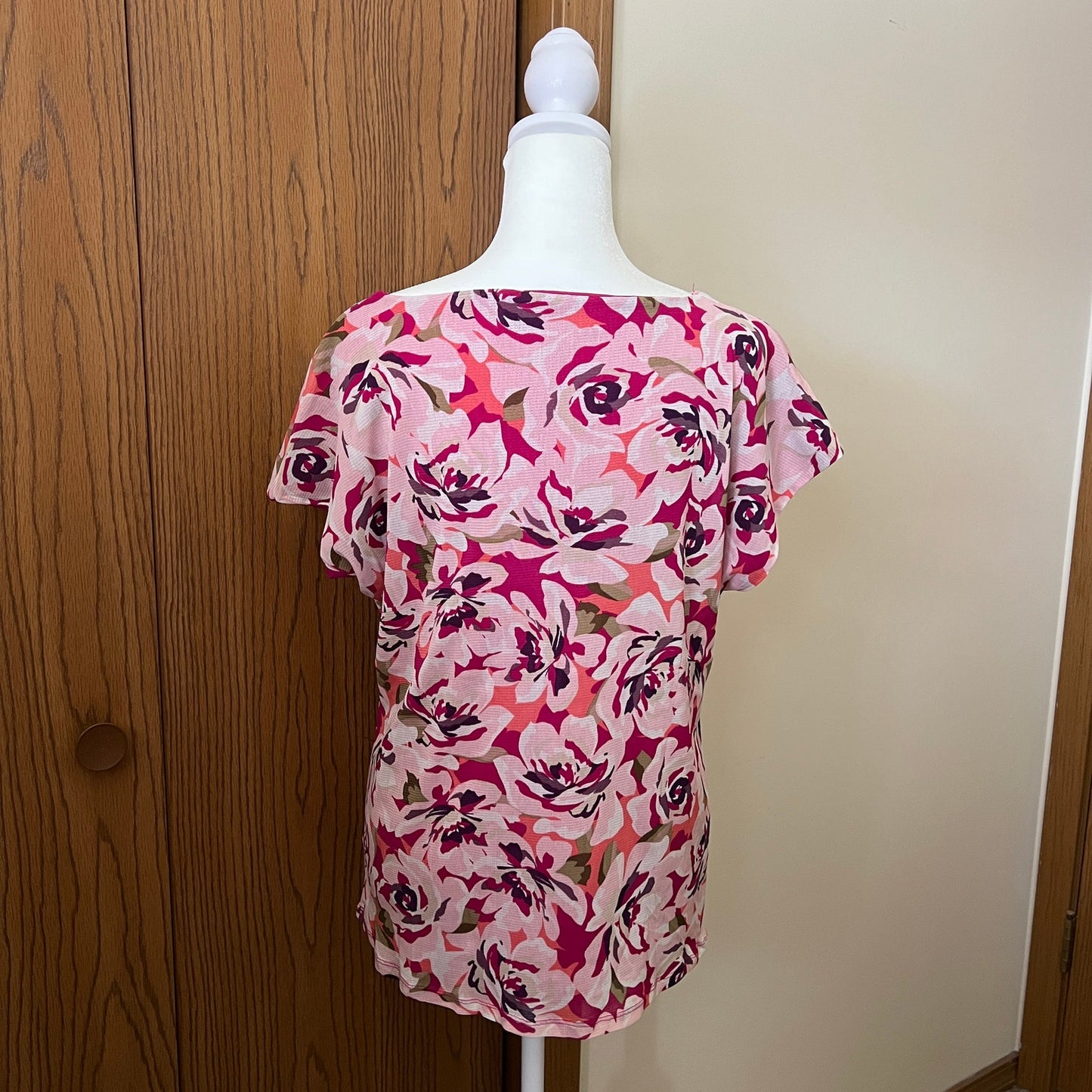 Vintage Y2K Liz Claiborne Floral Ruched Top L Romantic Feminine Statement
