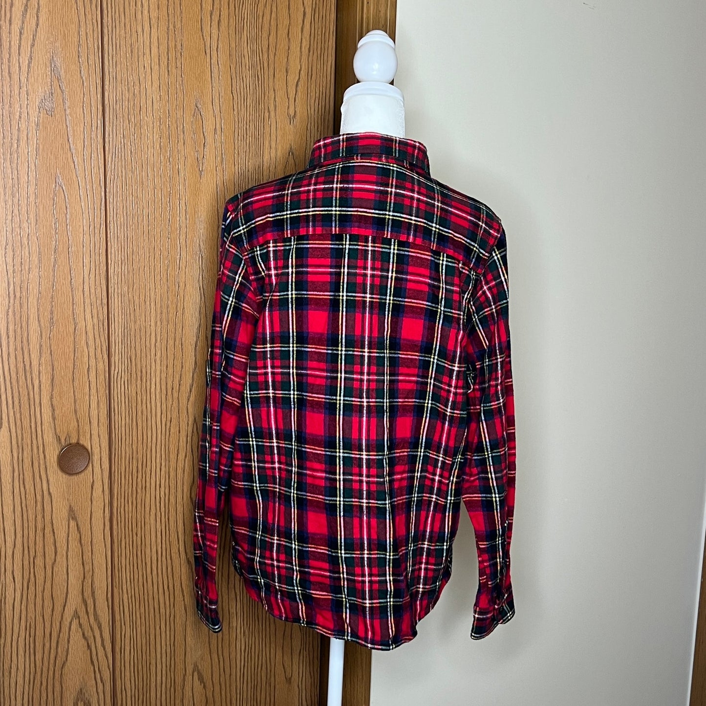 L.L. Bean Womens Scotch Plaid Flannel Shirt M Red Holiday Christmas Classic Cabincore