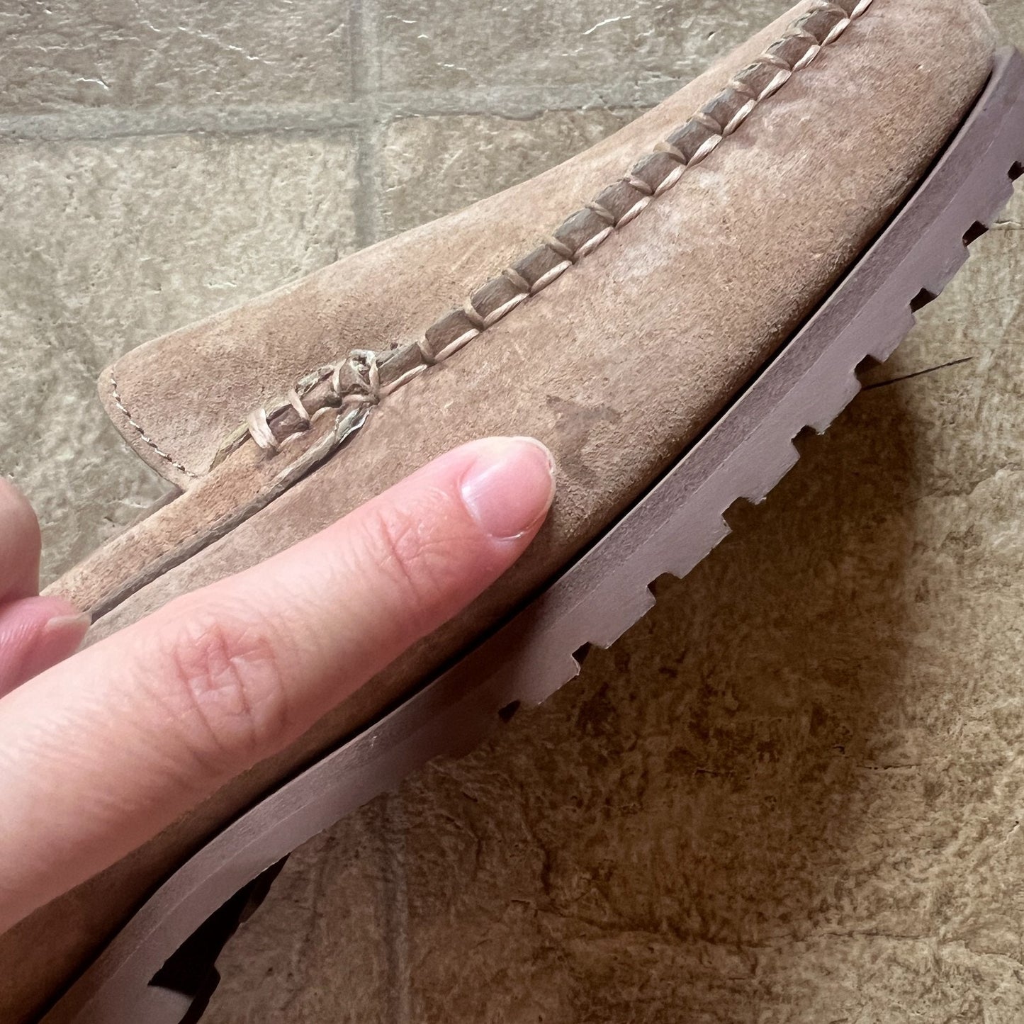 Vg 90s Eddie Bauer Suede Moccasin Loafers Tan Brown Classic Preppy Old Money