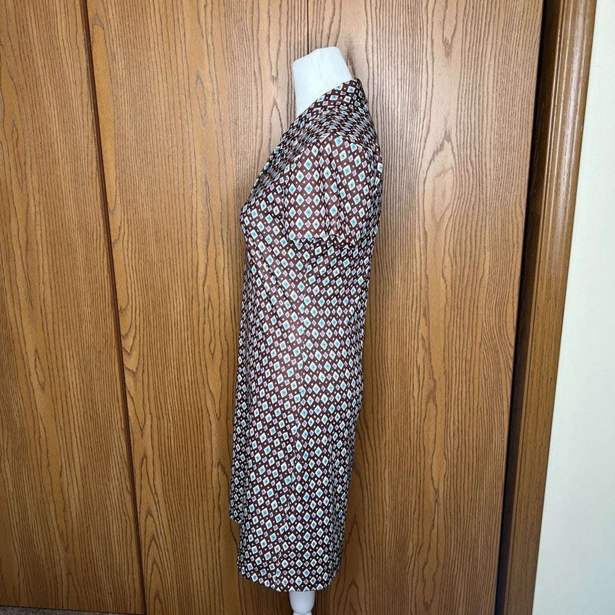Vintage 90s Express Tricot Collared Polo Dress S Brown Groovy Mod Sporty Preppy