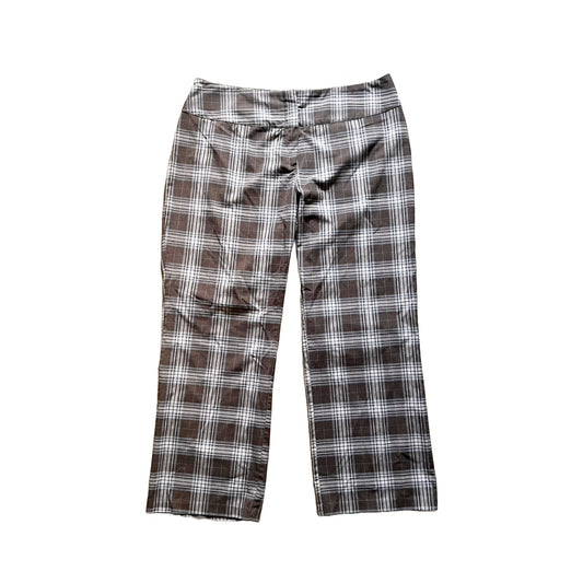 Vintage Y2K Dots Womens Plaid Trousers Size 18 Brown Dark Academia Office Siren