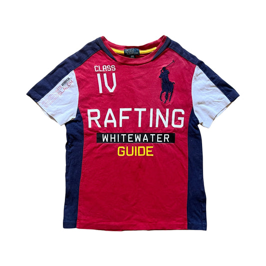 Vtg 90s Polo Ralph Lauren Boys Class IV Rafting T-Shirt 8 Pony Sporty Outdoor