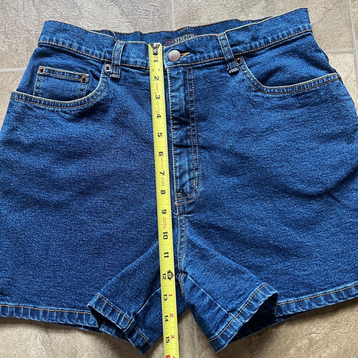 Vtg 90s Bill Blass Denim Shorts 10 Dark Wash Stretch Classic Minimalist Festival