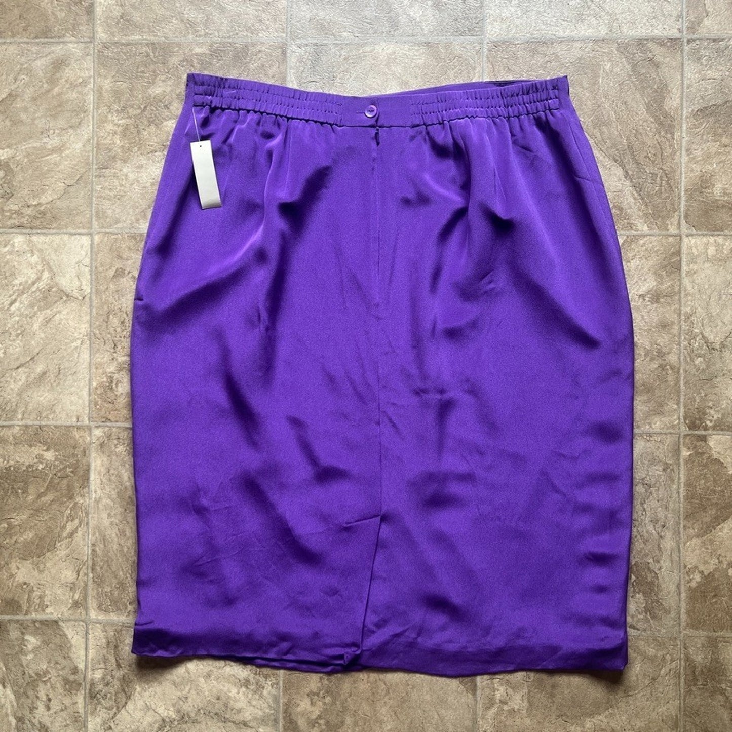 Vtg 90s Amanda Smith 100% Silk Pencil Skirt 22W Purple Formal Elegant Classic