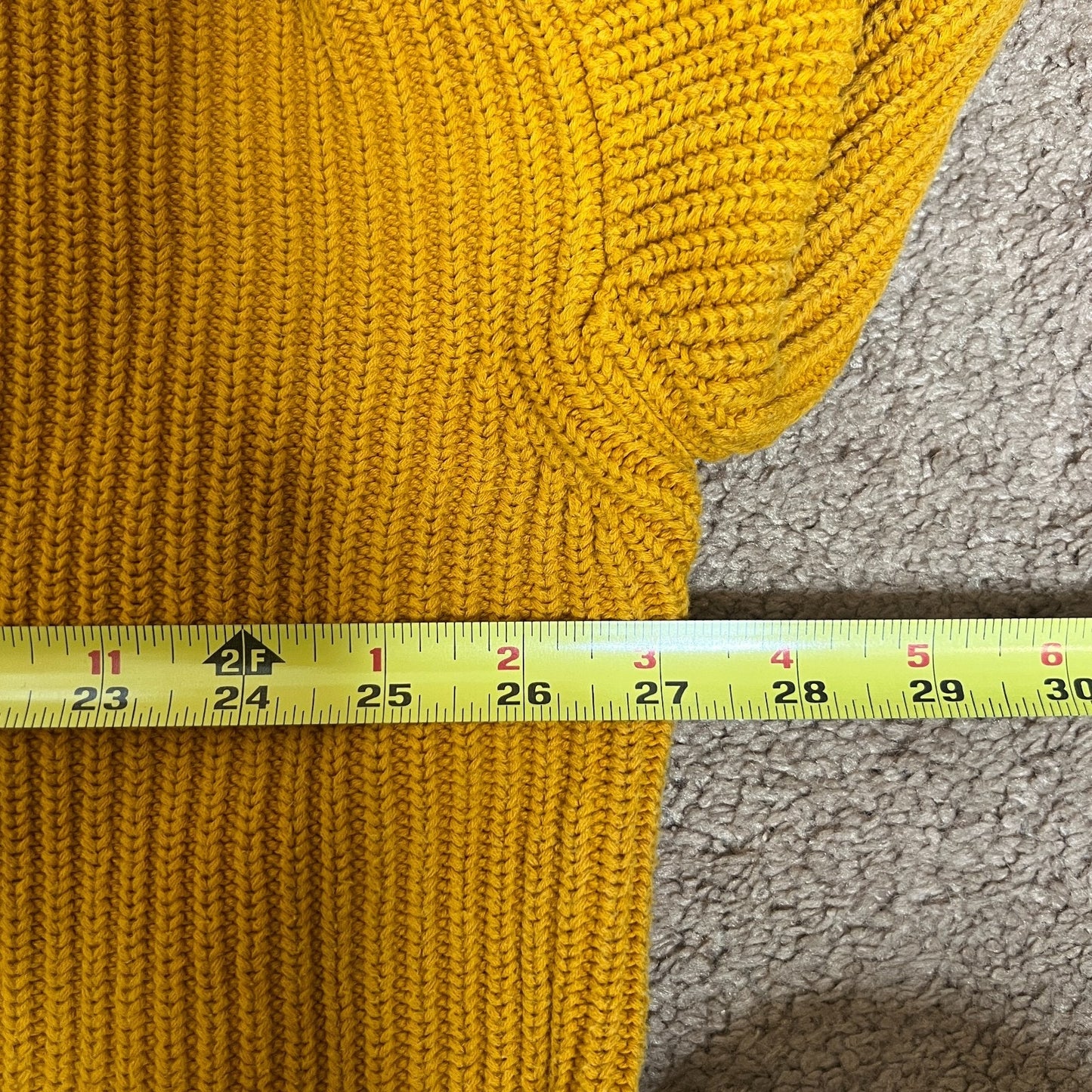French Connection Sweater S Mustard Yellow Ribbed Slouchy Boat Neck Cozy Vivid