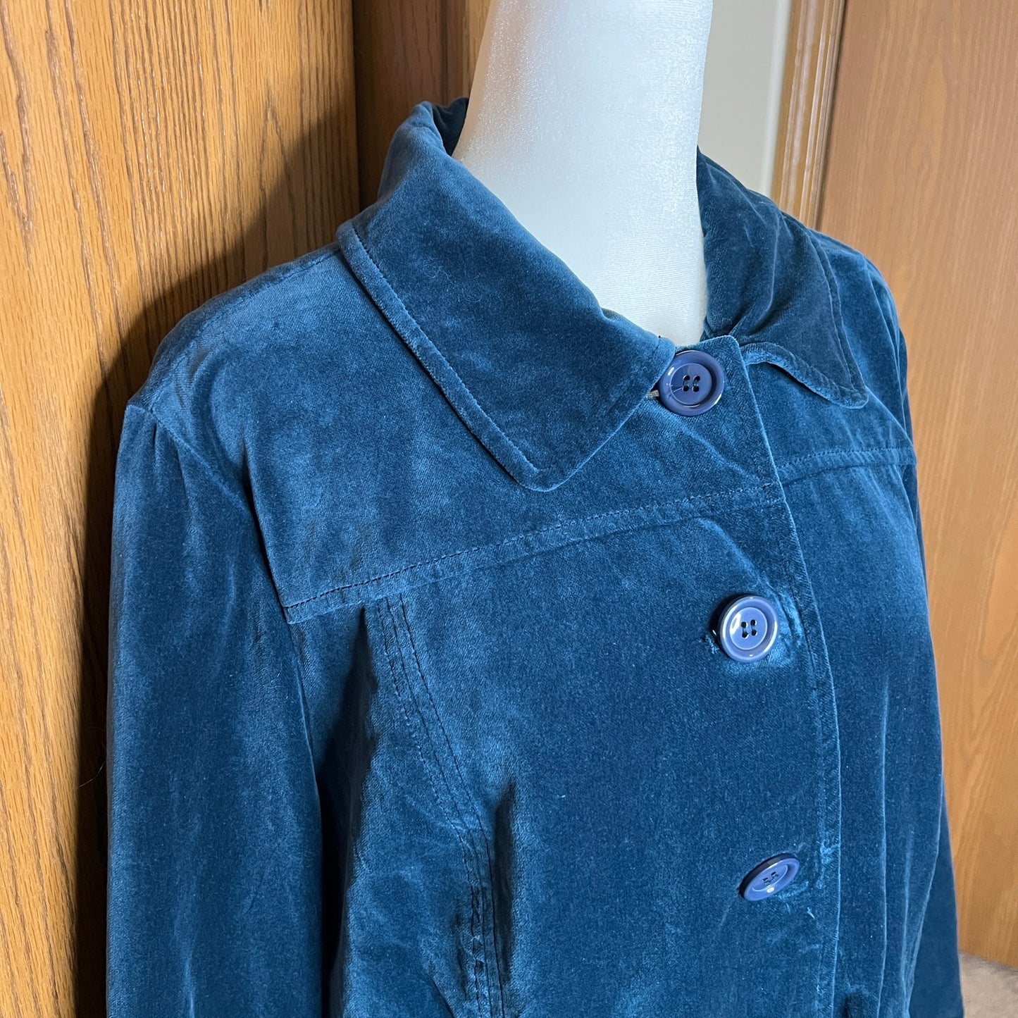 Vintage Y2K Appleseed's Velvet Jacket Size 16 Blue Jewel Tone Whimsigoth Eclectic Holiday