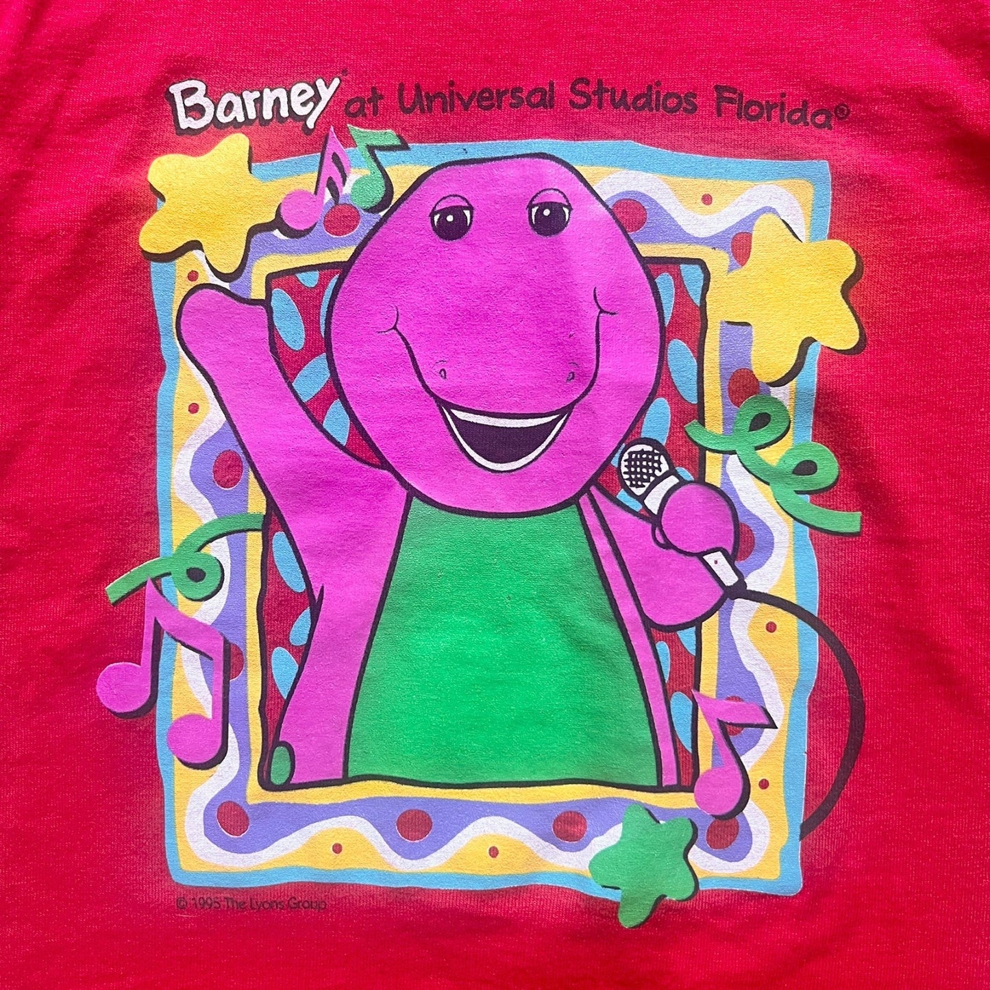Vtg 90s Barney Universal Studios Florida T-Shirt 2 - 4 Cartoon Nostalgic Kidcore
