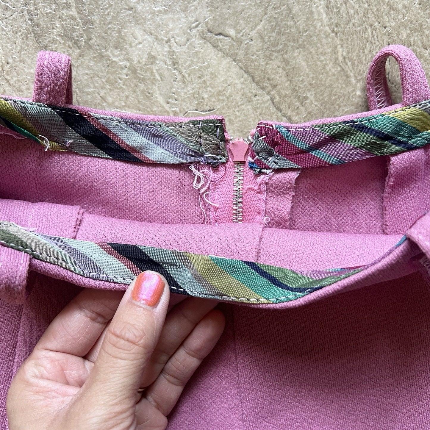 Vtg 70s Mini Skirt Bubblegum Pink Belt Loops Coquette Soft Girl Feminine Barbie