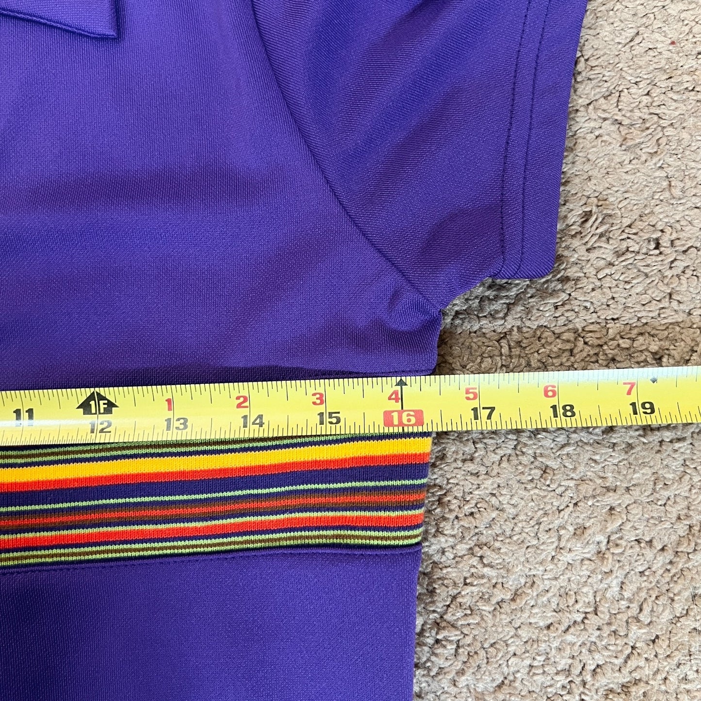 Vtg 90s Express Tricot Collared Polo Dress S Purple Rainbow Groovy Mod Sporty
