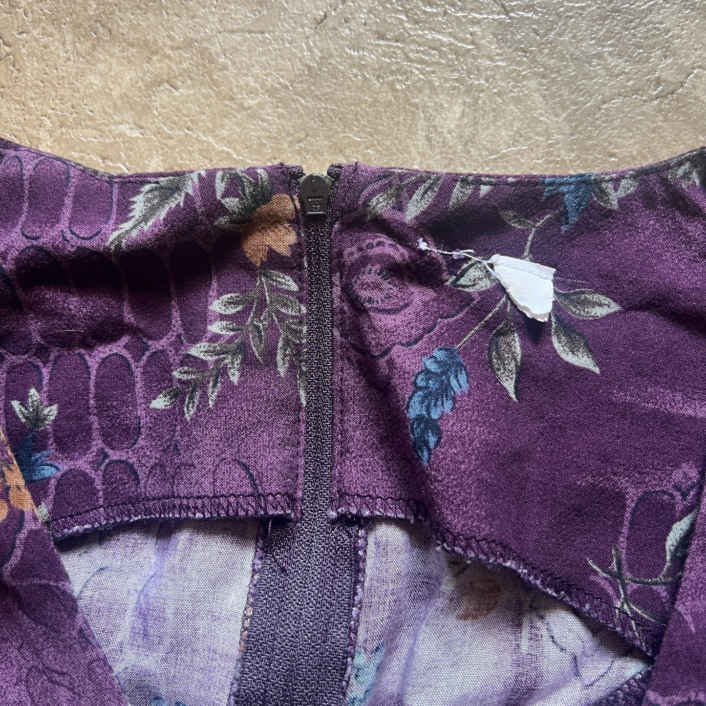 Vintage 90s Womens Midi Dress Purple Floral Sleeveless