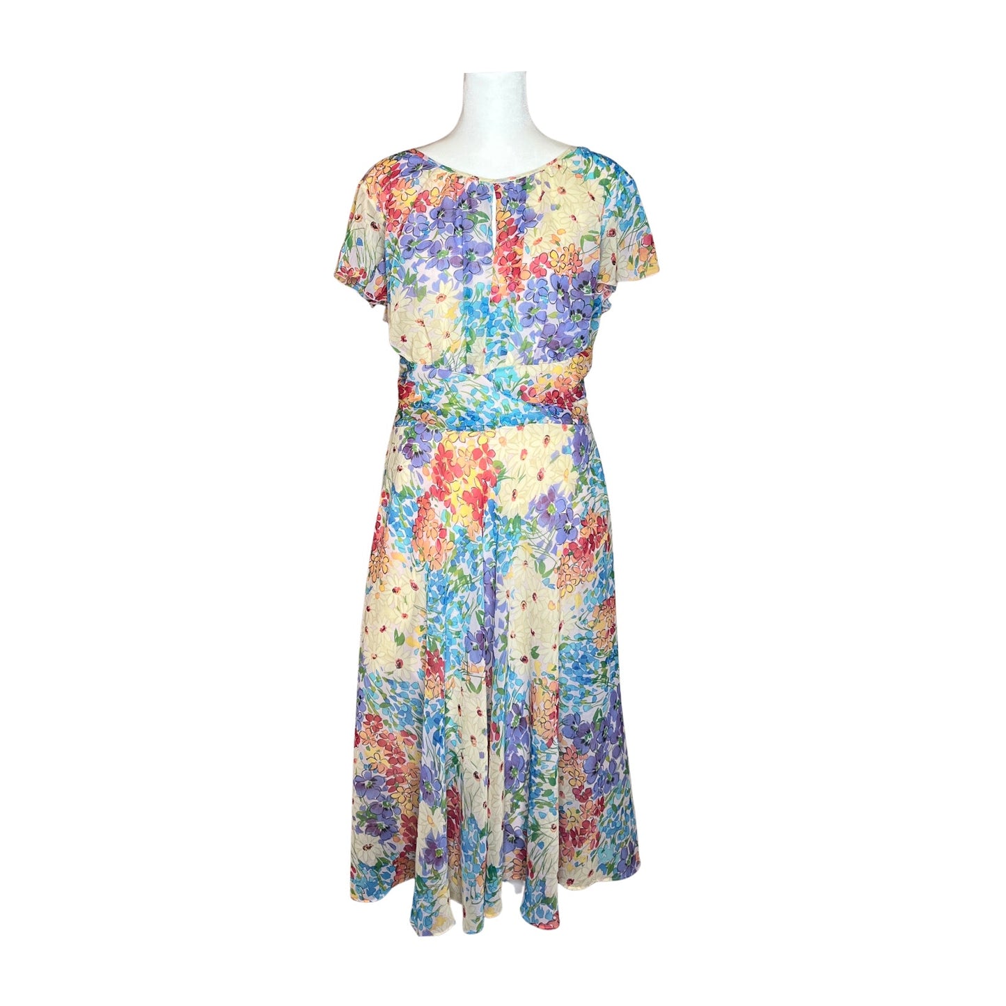 Vtg 90s K Studio Collection Floral Maxi Dress 12 Artsy Romantic Feminine Formal