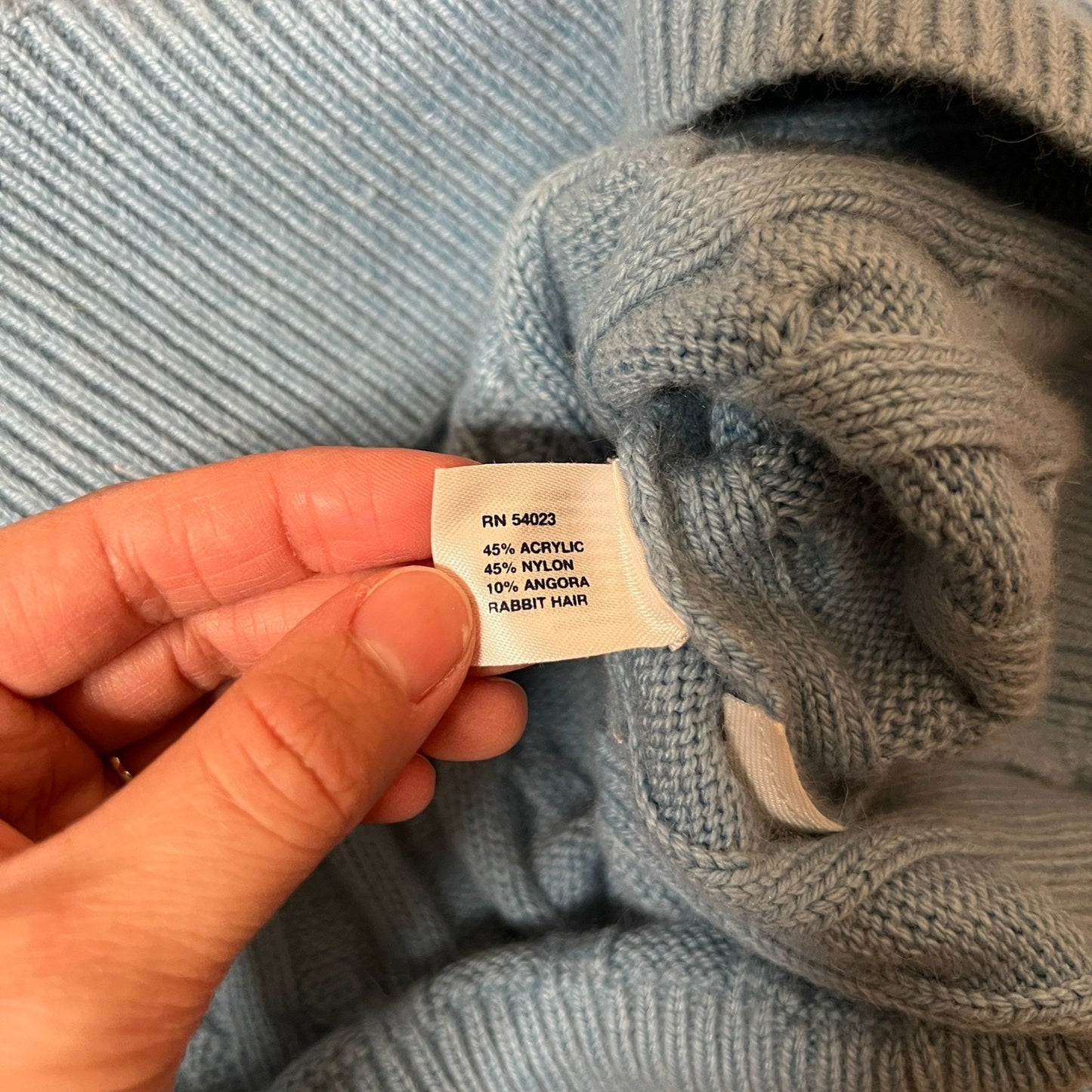 Vtg Y2K Gap Cable Knit Sweater Blue Angora Blend Coquette Classic Preppy Dainty