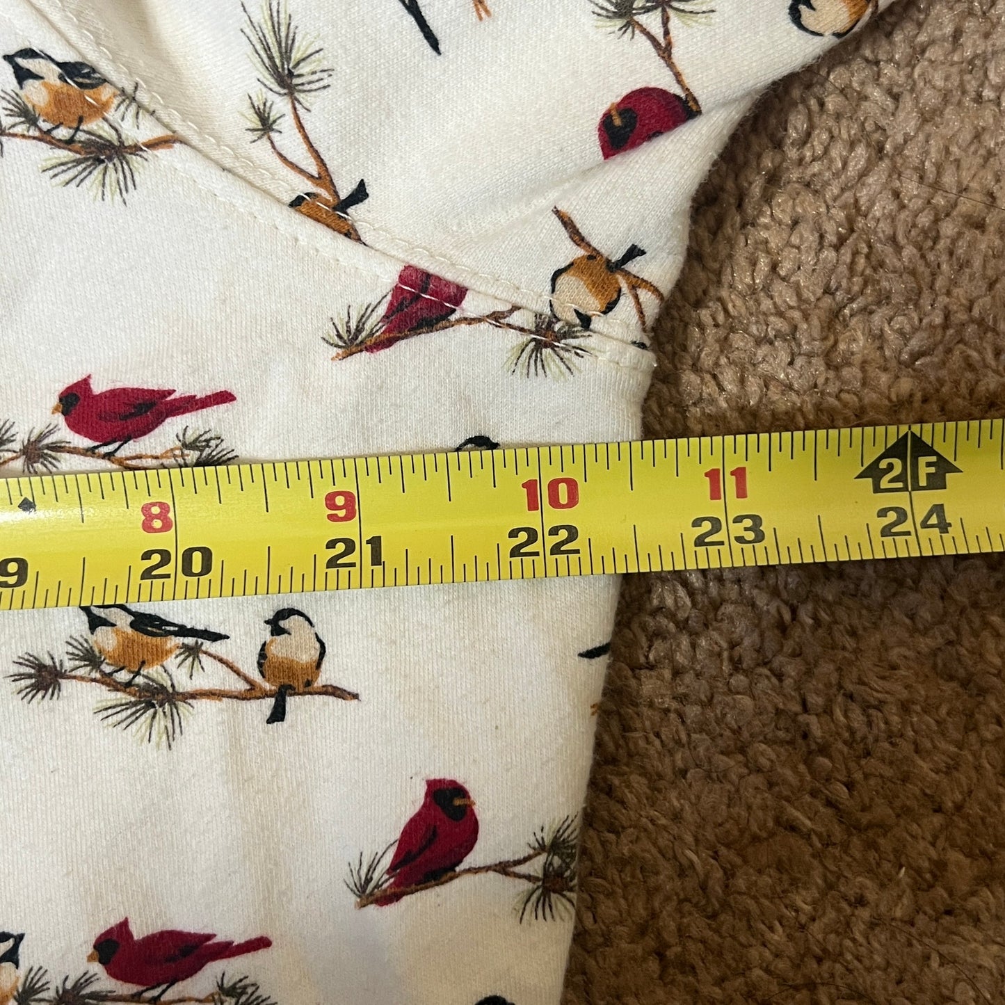 Croft & Barrow Bird Print Mock Neck Long Sleeve XL White Multi-color Christmas Holiday Nature