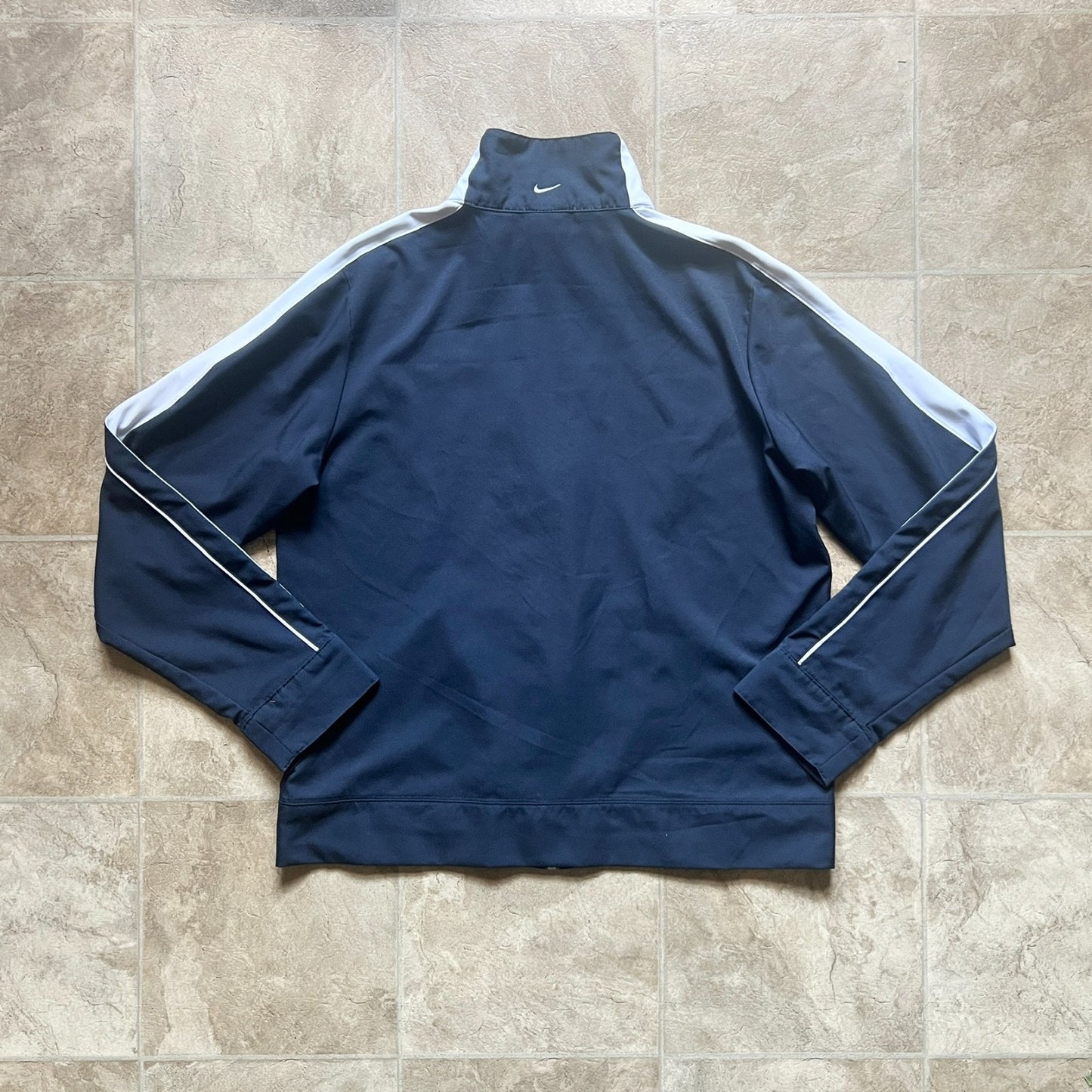 Vintage Nike Youth Track Jacket Size L Navy Blue Embroidered Logo Full Zip
