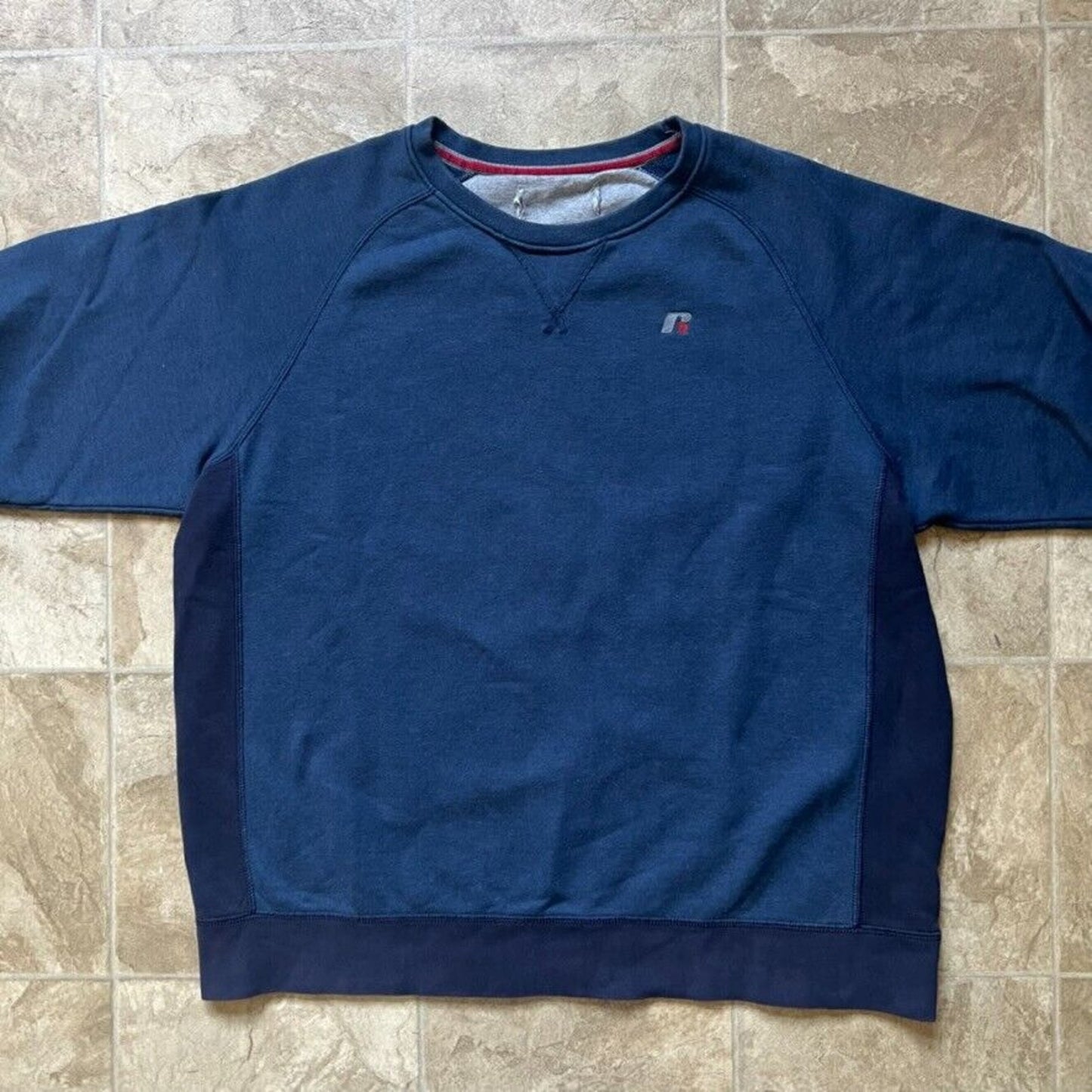 Vtg Russell Athletic Mens Sweatshirt Blue Embroidered Fleece Retro Preppy Sporty