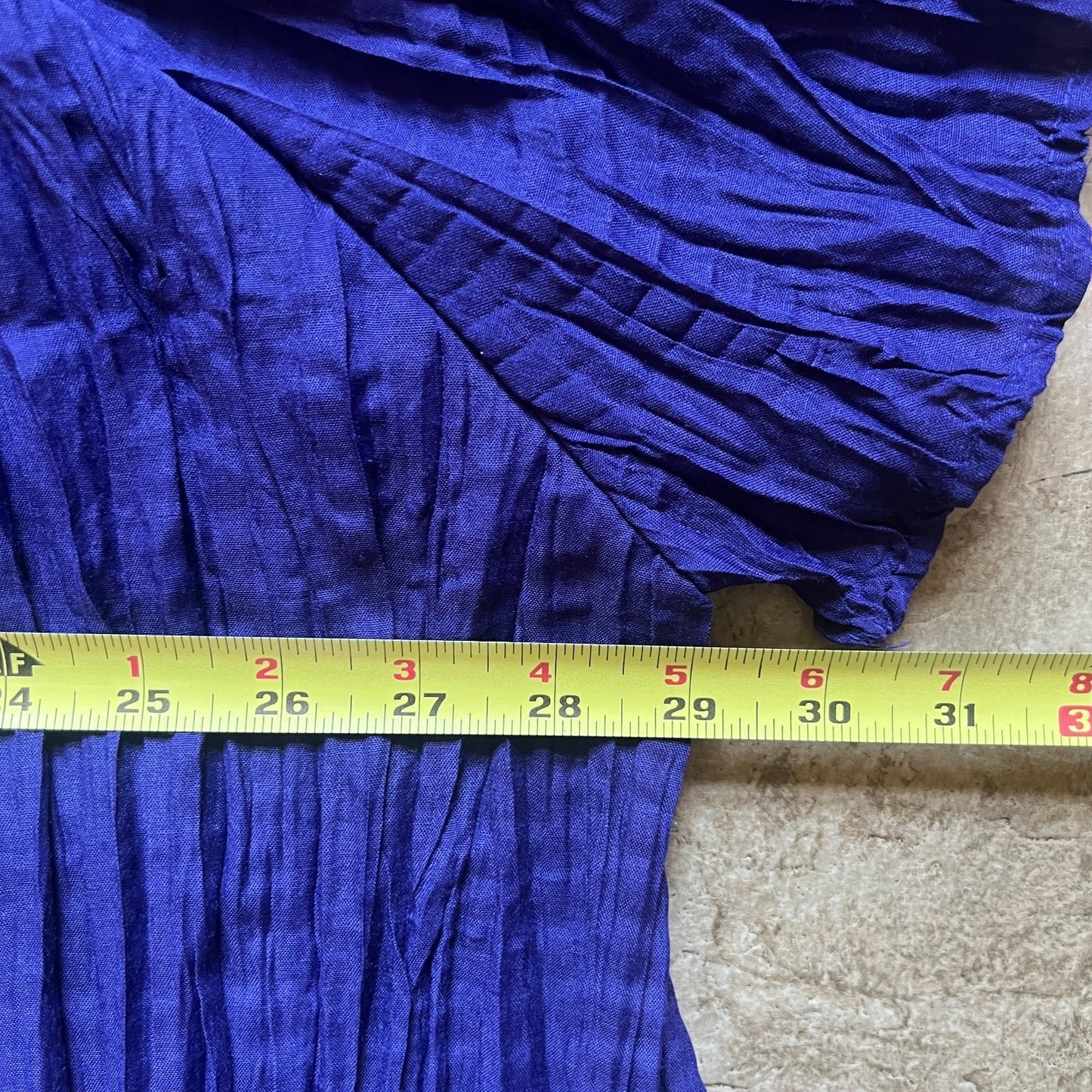 Vintage Bobbie Brooks Maxi Dress 3XL 22W Indigo Purple Crochet Neckline Crinkle Flowy