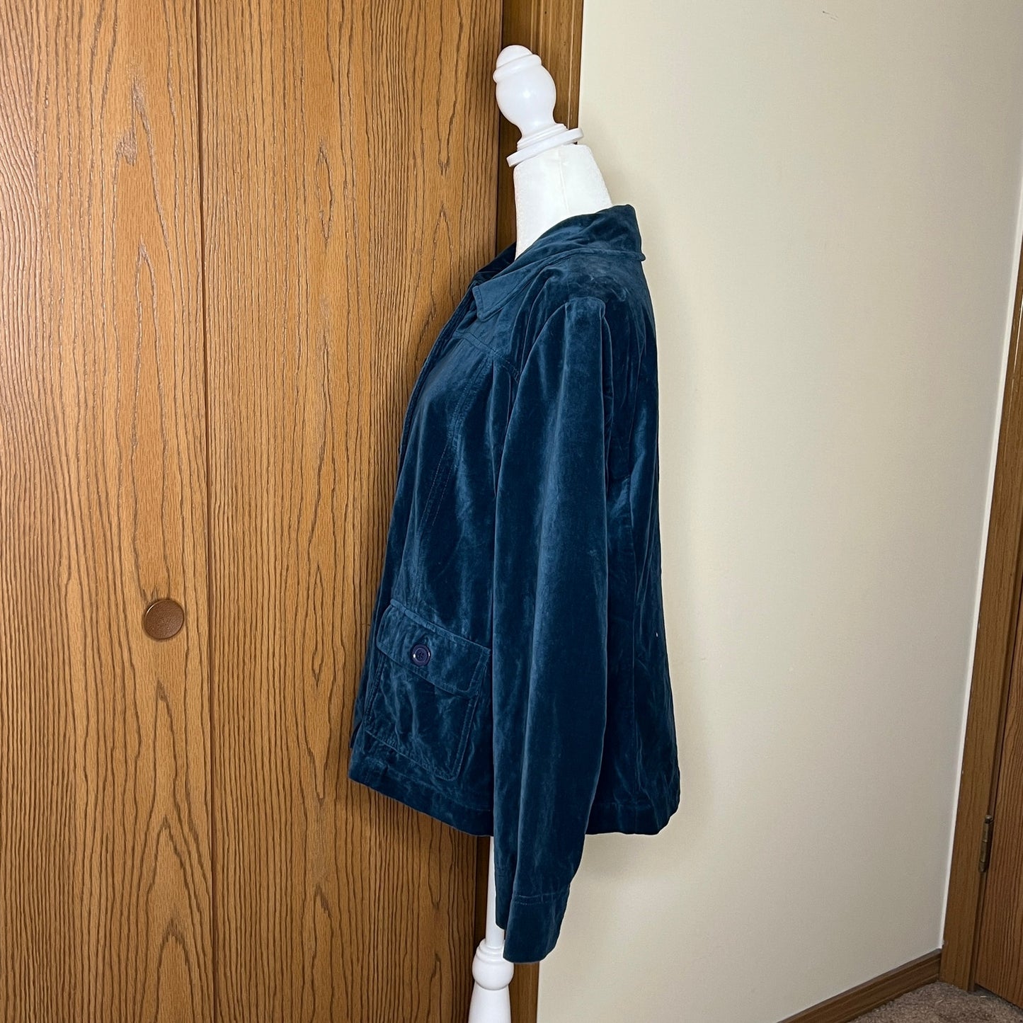 Vintage Y2K Appleseed's Velvet Jacket Size 16 Blue Jewel Tone Whimsigoth Eclectic Holiday