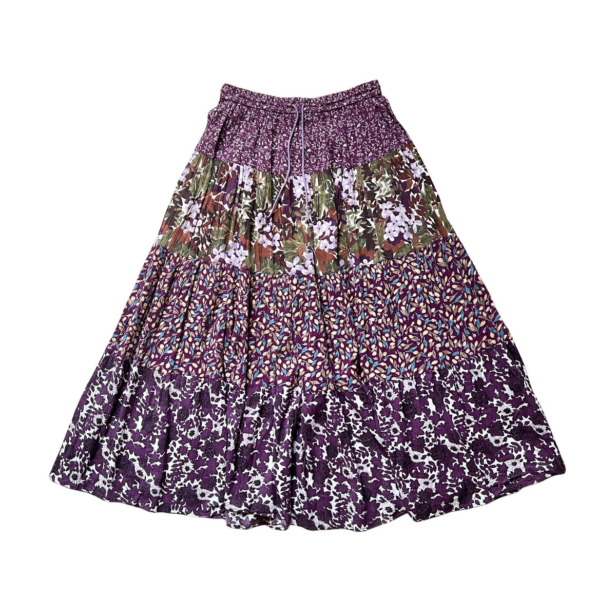 Vtg 90s Sag Harbor Maxi Skirt S Floral Patchwork Boho Whimsigoth Prairie Hippie