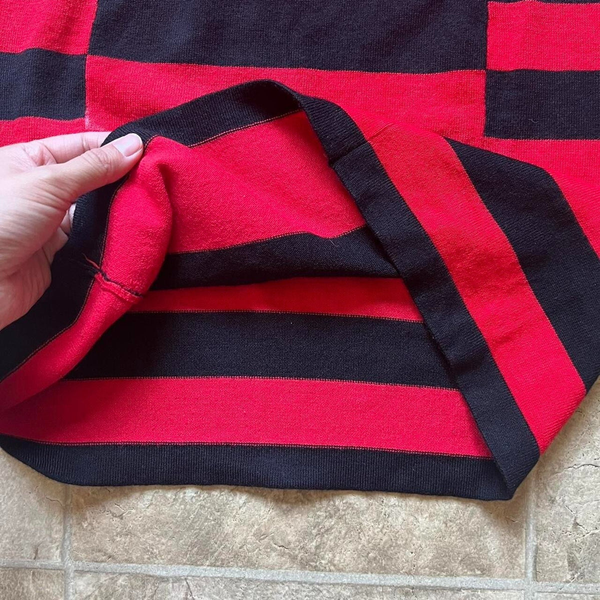 Vtg Y2K Say What Striped Sweater Dress Red Black Mall Goth Punk Grunge Halloween