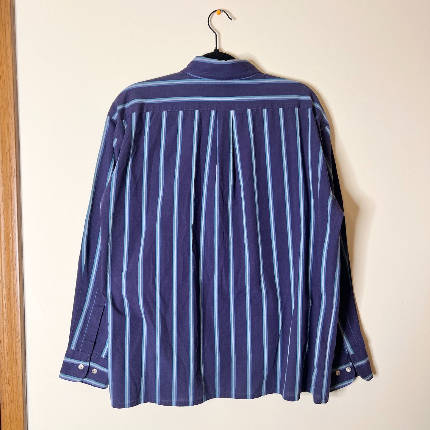 Vtg 90s Members Only Button-down Blue Striped Classic Preppy Nautical Maximalist