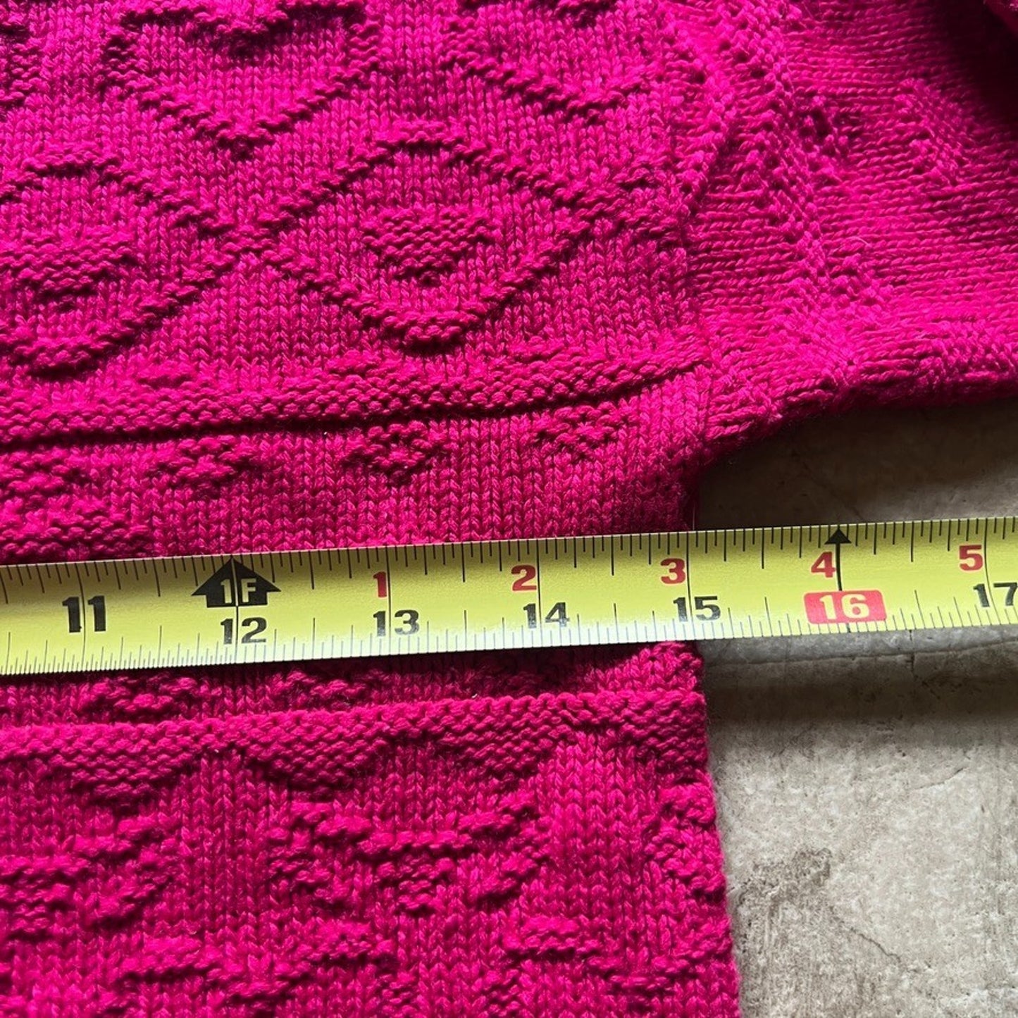 Vtg 80s Red Camel Girls Knit Sweater 5/6 Raspberry Pink Geometric Vibrant Cozy