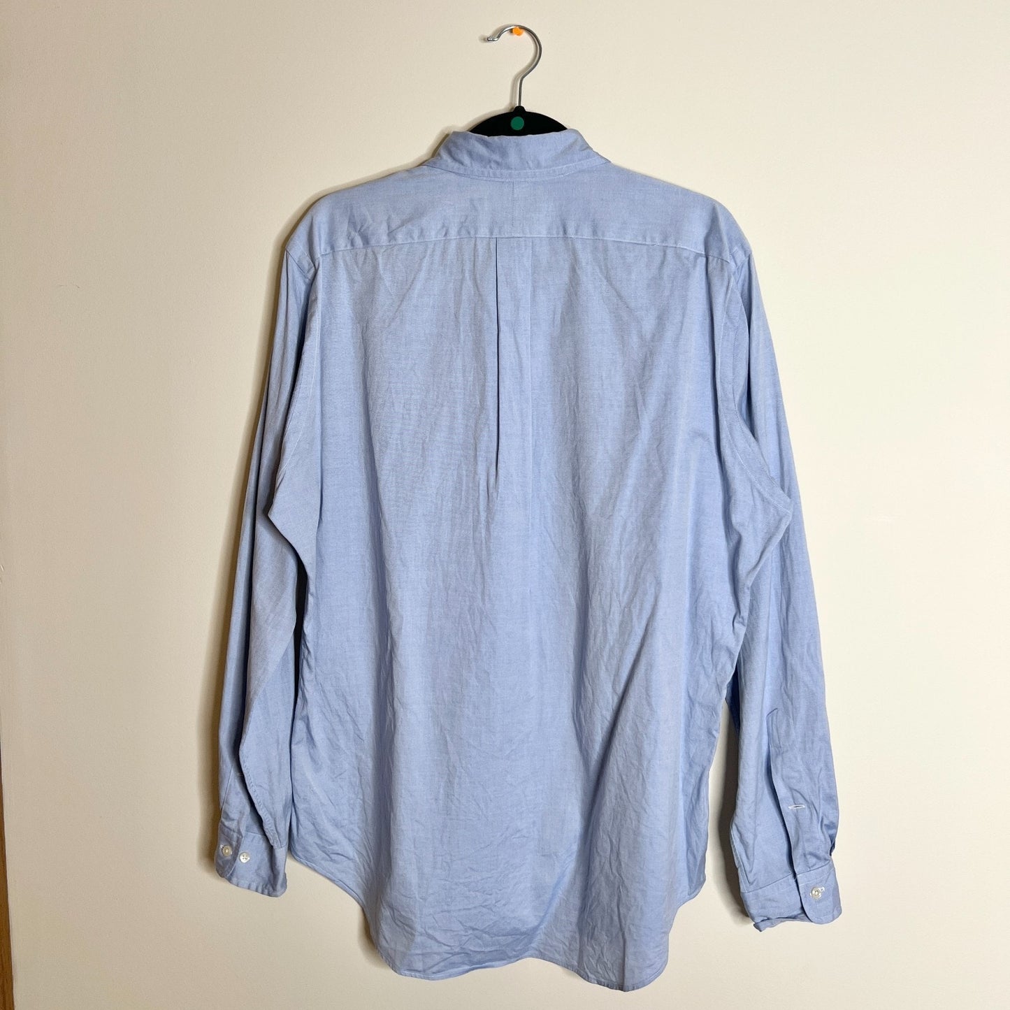 Vtg 90s Ralph Lauren Button-down Shirt 16 34/35 Blue Pony Classic Coastal Preppy