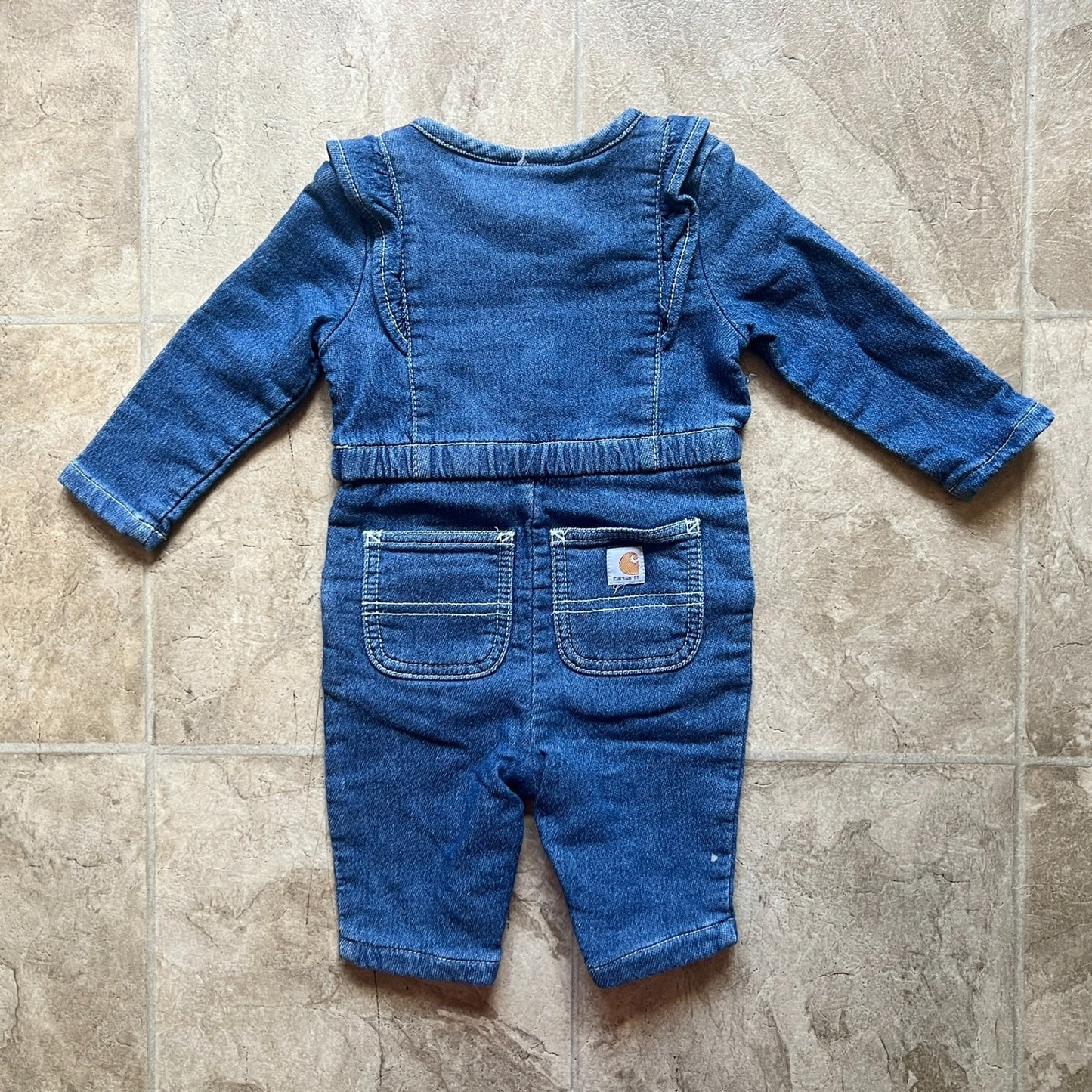 Carhartt Knit Denim Jumpsuit Coveralls 3 Months Classic Utility Outdoor Western