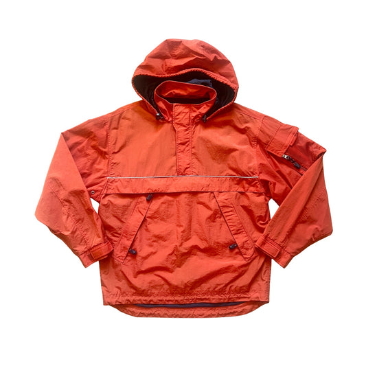 Vintage Y2K Gap Mens Windbreaker Anorak Jacket Size S Nylon Orange 1/2 Zip Gorpcore Outdoor Hiking