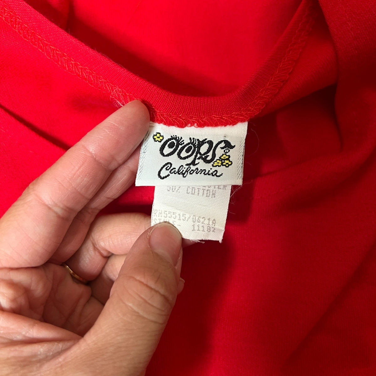 Vintage 80s Oops California Midi Dress Tomato Red Drop Waist Whimsical Romantic