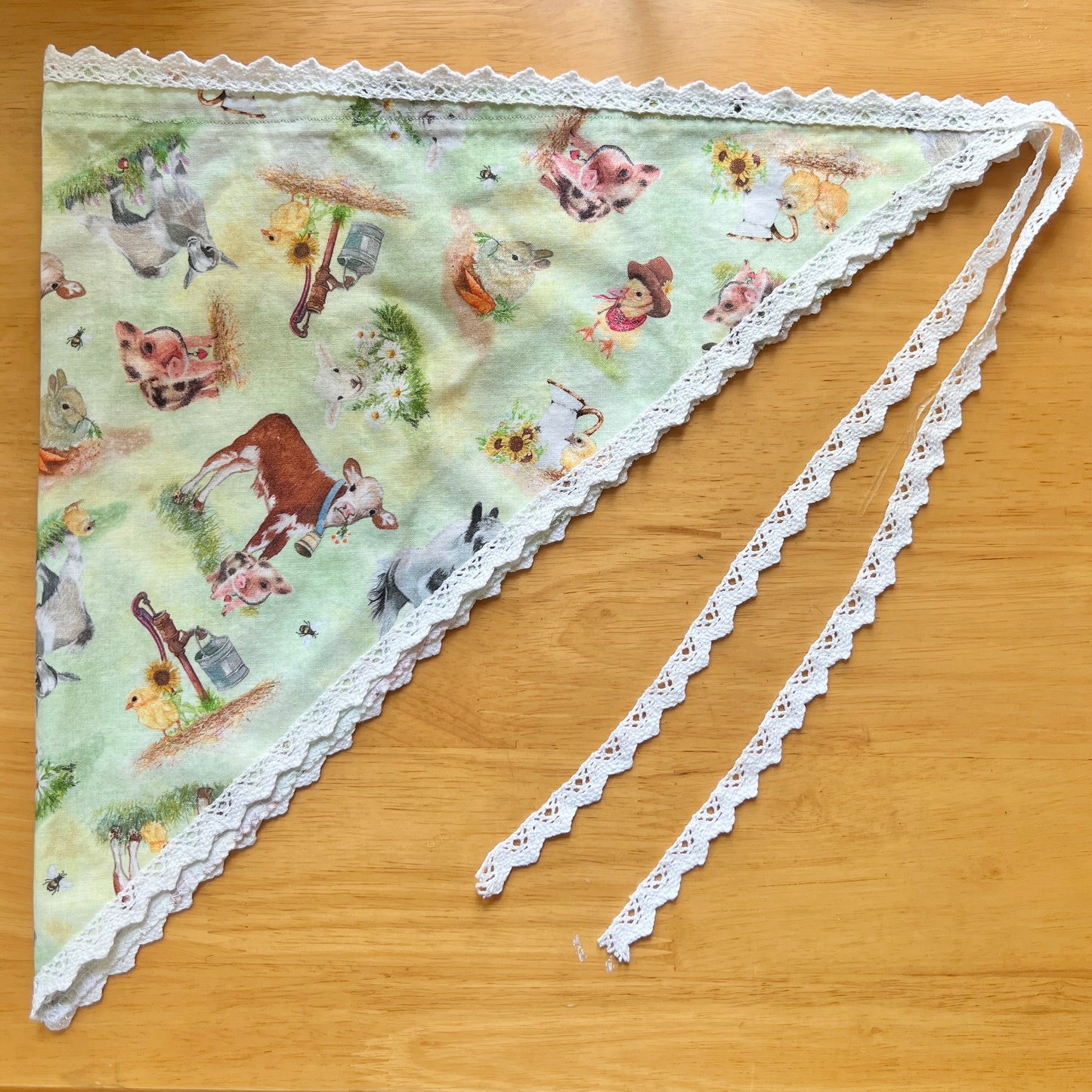 Handmade Upcycled Bandana - Farm Animals