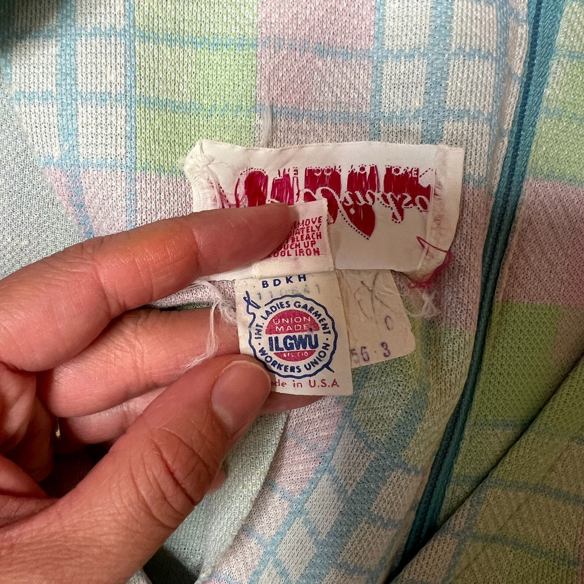 Vtg 70s Kay Windsor Dress Pastel Plaid Faux Wrap Mod Preppy Whimsical Candycore