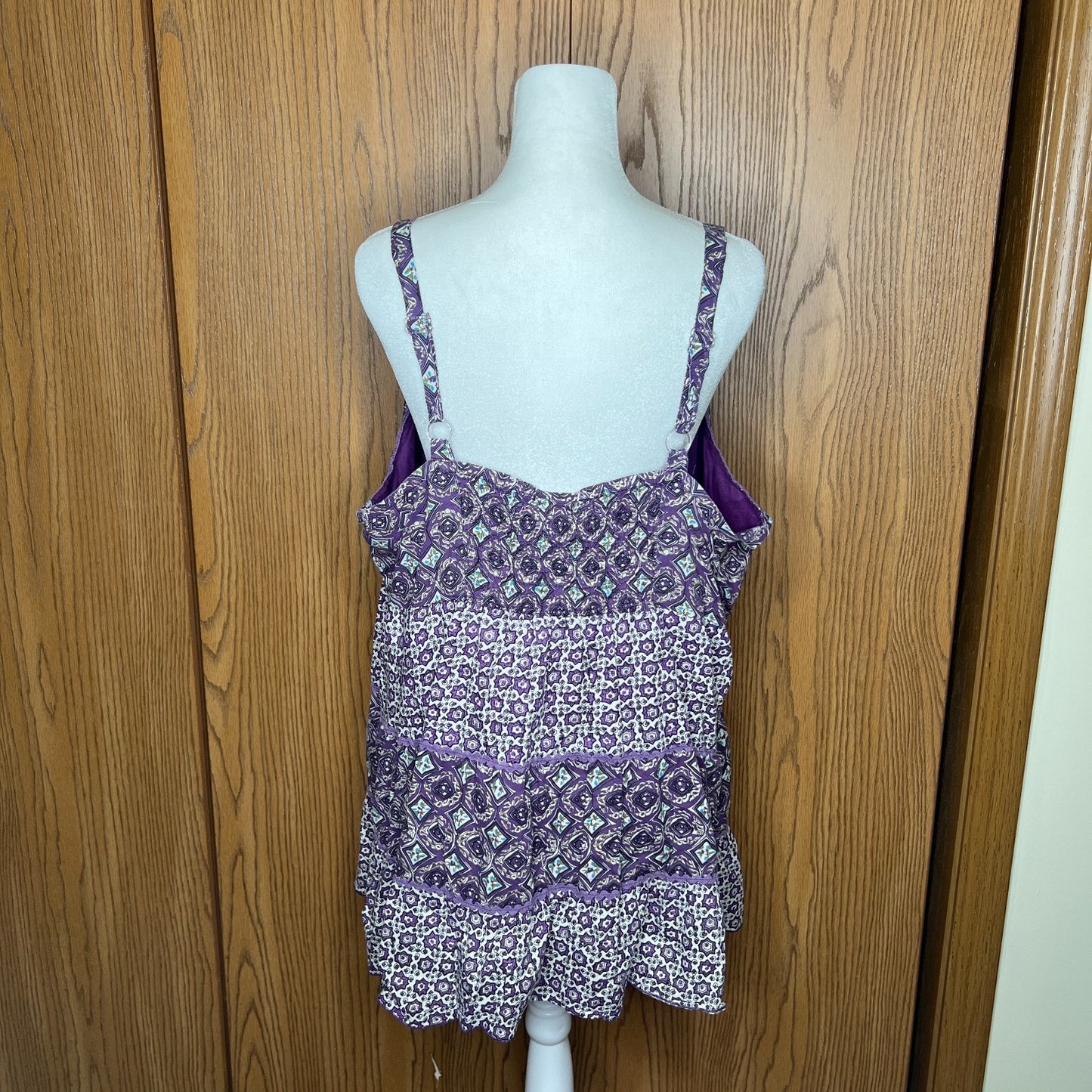 Vtg Y2K Fashion Bug Babydoll Tank Top 2X Purple Sequin Whimsigoth Fairy Festival